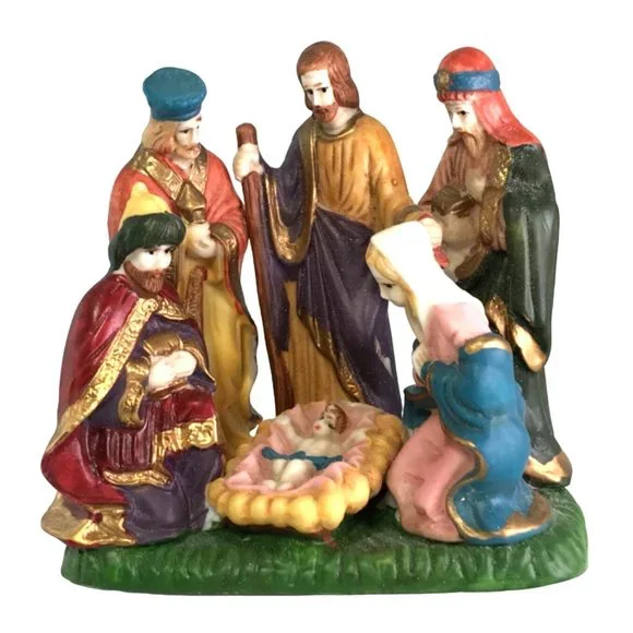 Porcelain Multicolor Nativity Scene 4” Republic Import Co Christmas Collection - Picture 3 of 10